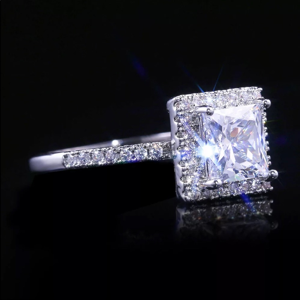 New Square 925 Silver Women’s Sapphire Ring - Picture 3 of 6